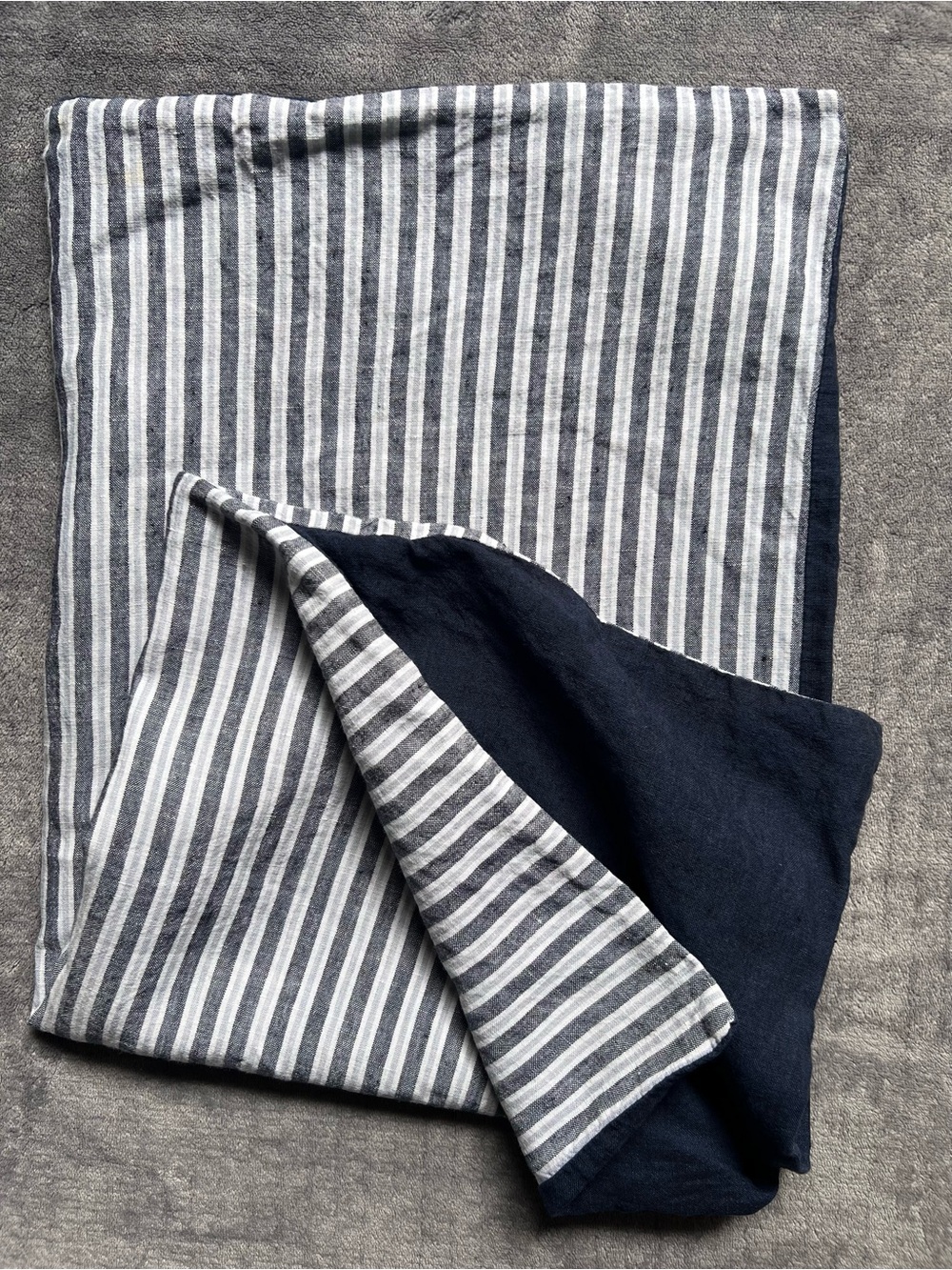 West Elm 100% Linen Euro Pillow Sham 26x26 Gray Navy Adults Bedding Natural